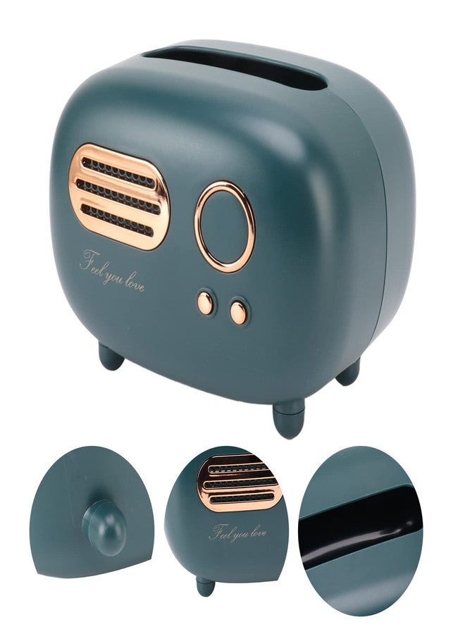 Pomya Tissue Box Cover Holder, Rectangular Paper Holder with Retro Radio Shape for Tabletop, Bathroom Vanity Countertop, Car, Office, Living Room, Bedroom Night Stand (Green) - Image 5