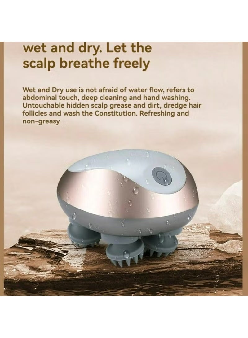 LIXADA مدلك فروة الرأس الكهربائي متعدد الوظائف مقاوم للماء مع 96 عقدة تدليك قابلة لإعادة الشحن لفروة الرأس لنمو الشعر وتخفيف التوتر هدايا مريحة للنساء والرجال (ذهبي وردي) - Image 4