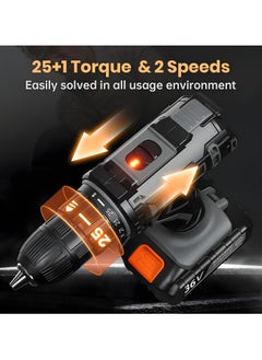 BOSS LIFE STYLE Cordless Drill 36V Battery Drill with 2 Batteries 2.0Ah 42Nm Power Electric Drills Cordless 25+1 Torque 2 Speed Drill for DIY  - Image 2