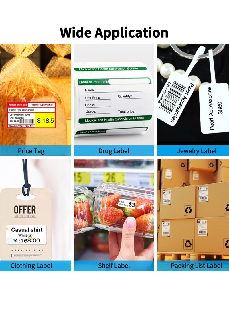 Generic - طابعة ملصقات حرارية محمولة مقاس 58 مم، طابعة باركود صغيرة لاسلكية BT مع بطارية قابلة لإعادة الشحن، متوافقة مع نظام التشغيل Android iOS Windows - Image 1