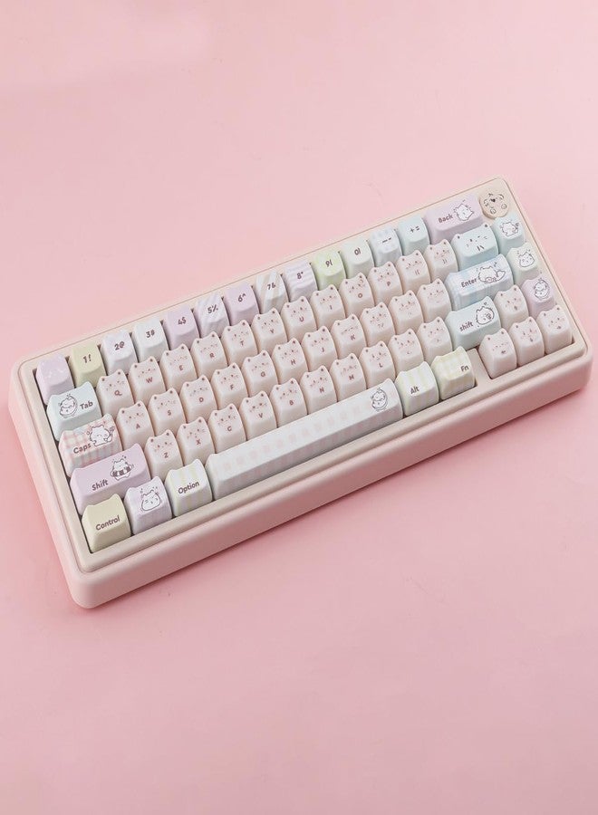 TYRIXKI PBT+PC Keycaps Ceramic Jade Greedy Cat Keycaps, 135 Keys Translucent Jelly Cute Keycap Mao Profile Creamy Custom Keycap for Cherry Gateron MX Swithes Mechanical Keyboards - Image 5