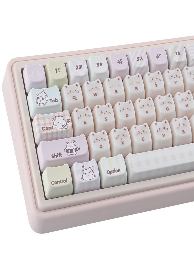 TYRIXKI PBT+PC Keycaps Ceramic Jade Greedy Cat Keycaps, 135 Keys Translucent Jelly Cute Keycap Mao Profile Creamy Custom Keycap for Cherry Gateron MX Swithes Mechanical Keyboards - Image 1