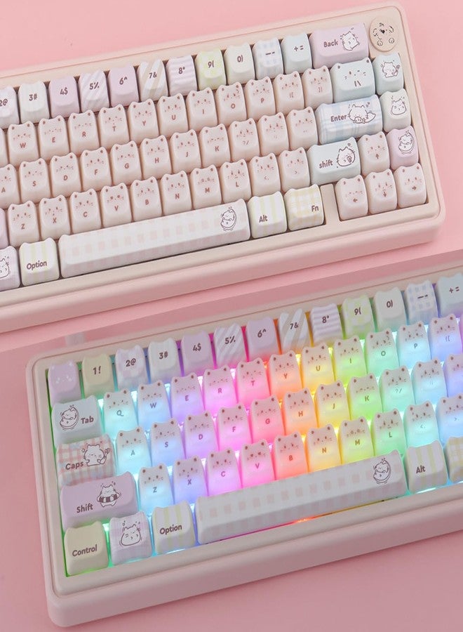 TYRIXKI PBT+PC Keycaps Ceramic Jade Greedy Cat Keycaps, 135 Keys Translucent Jelly Cute Keycap Mao Profile Creamy Custom Keycap for Cherry Gateron MX Swithes Mechanical Keyboards - Image 2