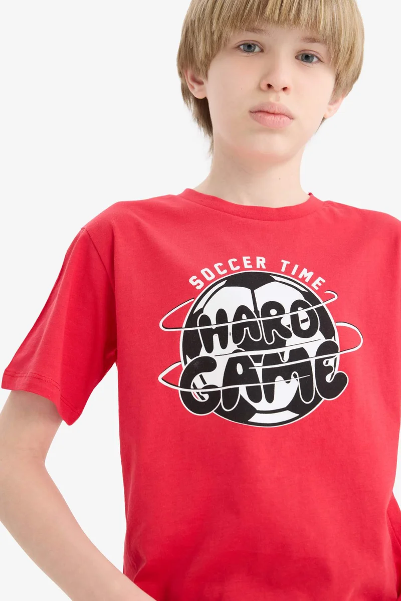 ديفاكتو Boy Crew Neck Printed Short Sleeve T-Shirt