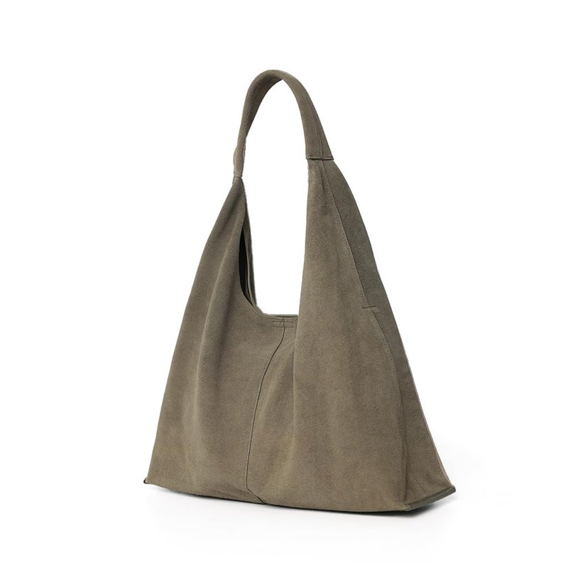 VAKAER Genuine Suede Leather Hobo Bag for Women, Slouchy Oversized Crescent Shoulder Tote Purse with Detachable Zip Pouch (Green) - Image 1