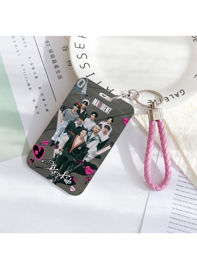 NIBEMINENT 1 - Piece STRAYKIDS Kpop Photo Card Holder Pendant Key Chain ID Badge Holder ID Card Holder Photo Card Protector for School ID Office ID Access Card for Women Girls