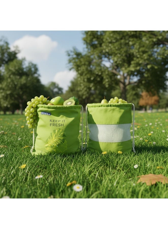 كليز أكياس كليز القابلة لإعادة الاستخدام لحفظ الفواكه والخضراوات والأعشاب طازجة | أكياس تخزين جيدة التهوية للفواكه والخضراوات والأعشاب | أكياس تسوق صديقة للبيئة، قابلة للغسل، ومُرمّزة بالألوان، مناسبة للثلاجة أو خزانة المؤن - Image 4