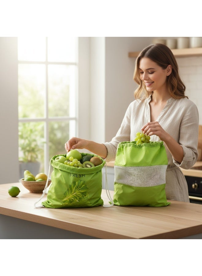 كليز أكياس كليز القابلة لإعادة الاستخدام لحفظ الفواكه والخضراوات والأعشاب طازجة | أكياس تخزين جيدة التهوية للفواكه والخضراوات والأعشاب | أكياس تسوق صديقة للبيئة، قابلة للغسل، ومُرمّزة بالألوان، مناسبة للثلاجة أو خزانة المؤن - Image 2