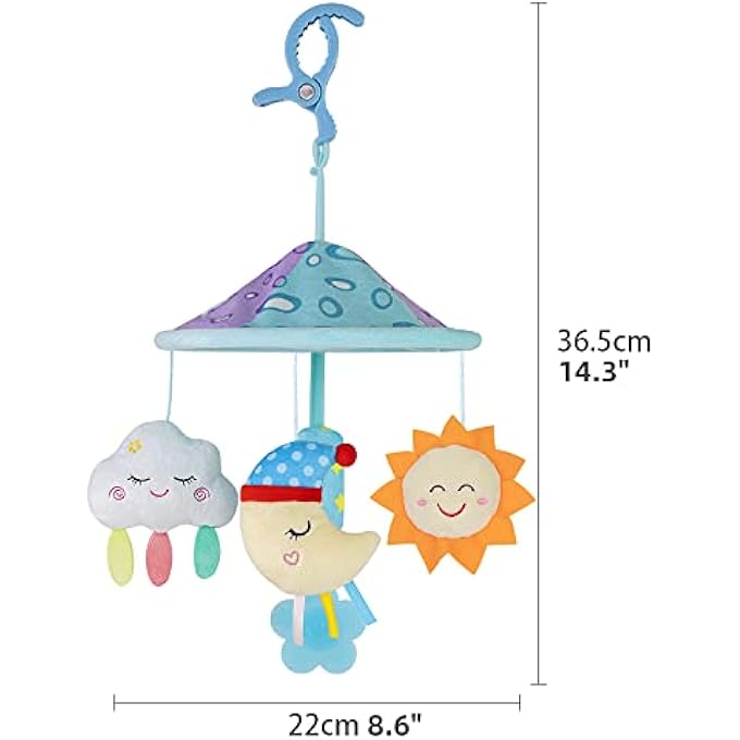 BABY STROLLER TOY FOR PACK N PLAY, CAR SEAT TOYS WITH SOFT HANGING RATTLE FOR 0 MONTHS & UP (SKY) - Image 4
