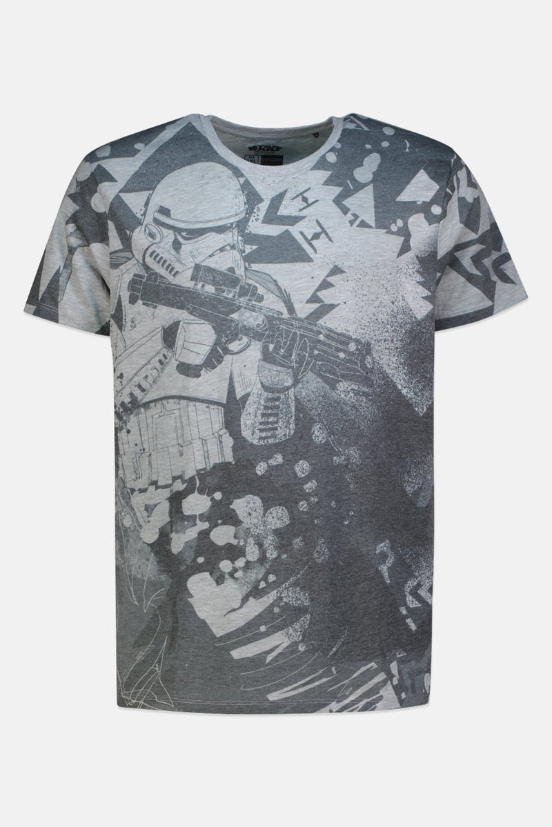 STAR WARS Men Crew Neck Short Sleeve Graphic Print T-Shirt, Mulricolor - Image 3