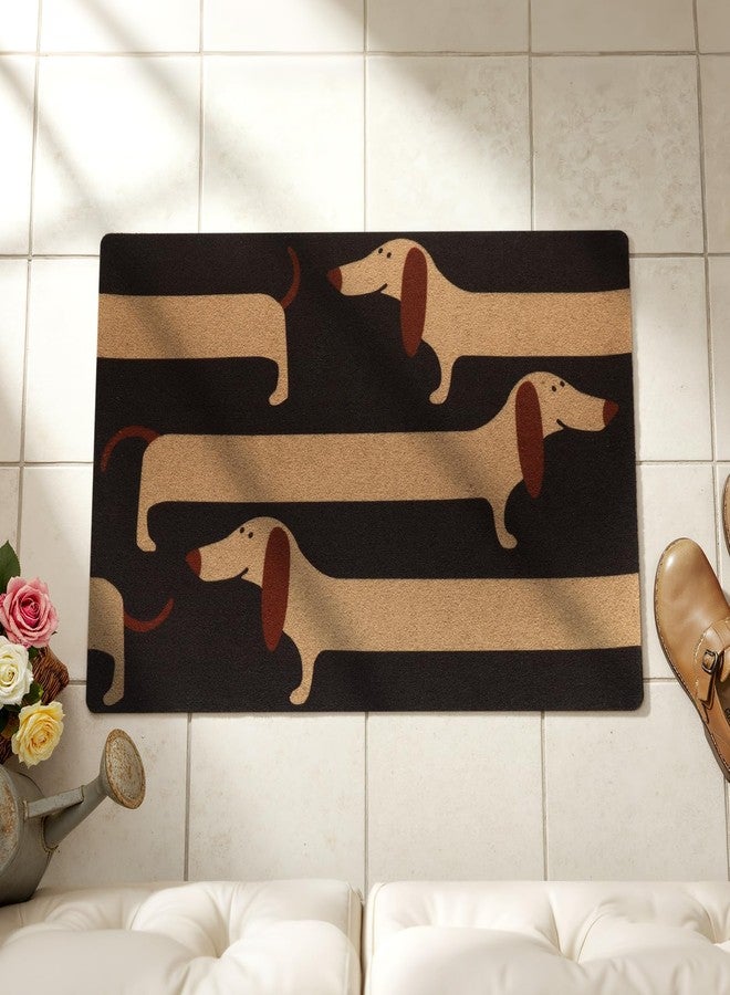 Tinideya سجادة باب Tinideya المرحة بتصميم كلب داشهوند، مقاس 23.5 × 35.4 بوصة، مصنوعة من ألياف جوز الهند، بتصميم كلب داشهوند طويل ولطيف، مع طبقة خلفية من مادة PVC، سجادة مانعة للانزلاق لمدخل المنزل أو الشرفة. - Image 3