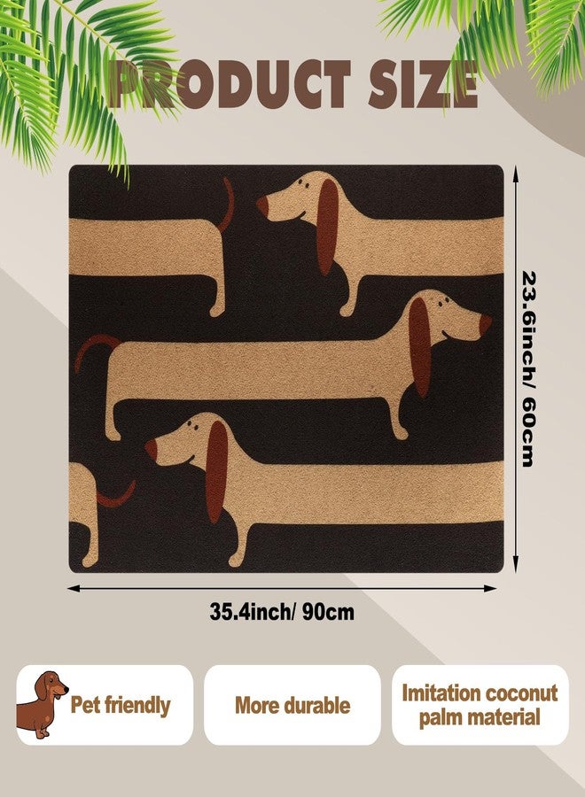 Tinideya سجادة باب Tinideya المرحة بتصميم كلب داشهوند، مقاس 23.5 × 35.4 بوصة، مصنوعة من ألياف جوز الهند، بتصميم كلب داشهوند طويل ولطيف، مع طبقة خلفية من مادة PVC، سجادة مانعة للانزلاق لمدخل المنزل أو الشرفة. - Image 2