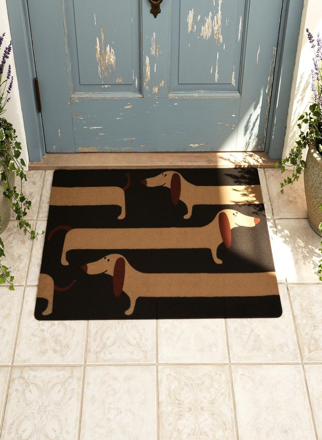 Tinideya سجادة باب Tinideya المرحة بتصميم كلب داشهوند، مقاس 23.5 × 35.4 بوصة، مصنوعة من ألياف جوز الهند، بتصميم كلب داشهوند طويل ولطيف، مع طبقة خلفية من مادة PVC، سجادة مانعة للانزلاق لمدخل المنزل أو الشرفة. - Image 5
