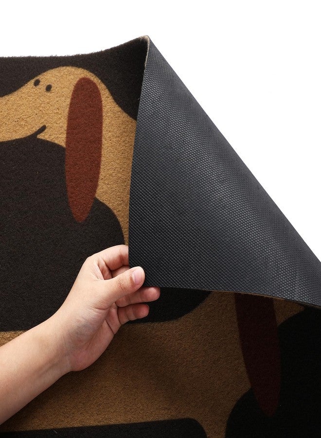 Tinideya سجادة باب Tinideya المرحة بتصميم كلب داشهوند، مقاس 23.5 × 35.4 بوصة، مصنوعة من ألياف جوز الهند، بتصميم كلب داشهوند طويل ولطيف، مع طبقة خلفية من مادة PVC، سجادة مانعة للانزلاق لمدخل المنزل أو الشرفة. - Image 4