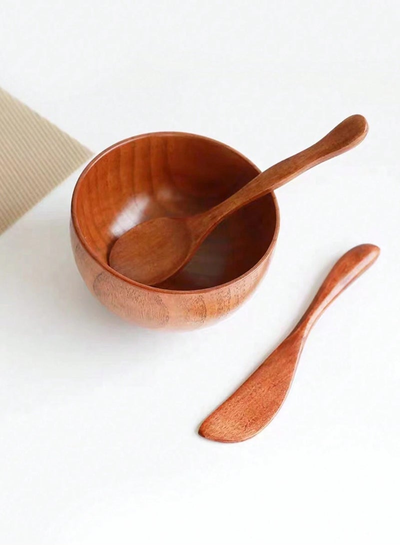 إسكدنيا طقم أدوات تجميل للعناية بالبشرة 3 قطع، وعاء قناع خشبي، فرشاة، عصا - Image 5