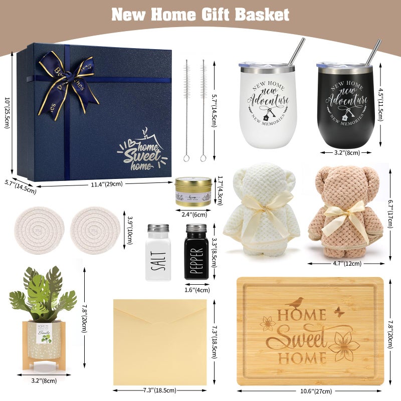 Grajar House Warming Gifts New Home, 12 Pcs Housewarming Gifts Basket for New House with Gift Box Packaging, 3D Botanical Greeting Card, Cutting Board for Couple, Closing Gifts for Home Buyers - Image 3