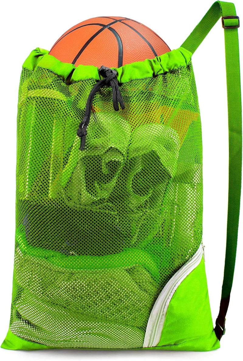 BeeGreen Mesh Drawstring Bag Swim Backpack for Beach Pool Sports Gym Draw String Cinch Bags for Swimming Soccer Basketball Gear Light Green - Image 1