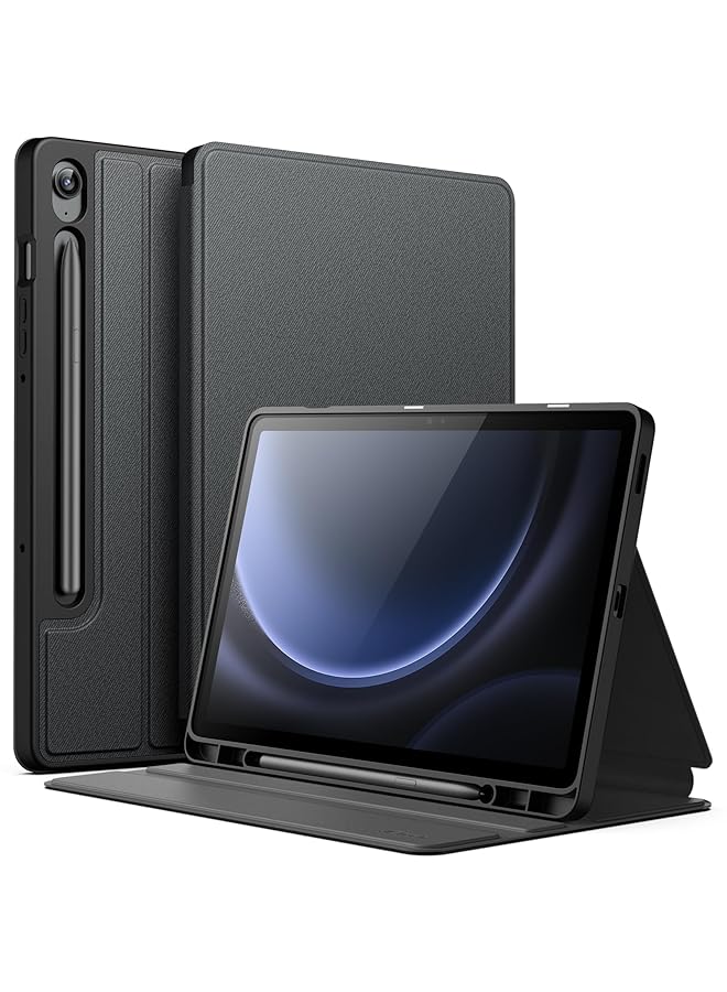 جي تيك حافظة لهاتف سامسونج جالاكسي تاب S9 Fe مقاس 10.9 بوصة مع حامل قلم S رفيع وحامل واقٍ للكمبيوتر اللوحي متعدد الزوايا باللون الأسود - Image 1