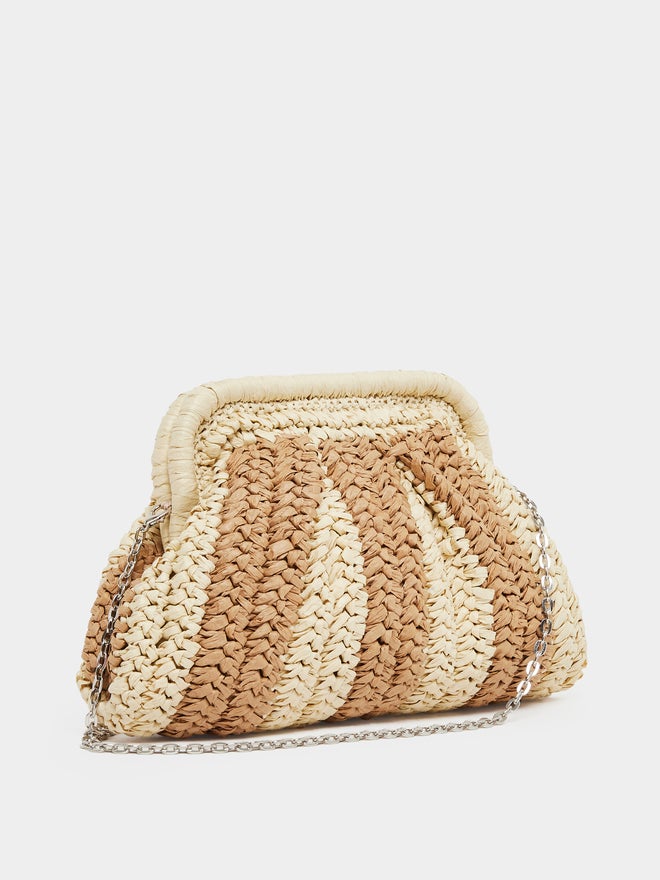 Styli Styli Weave Design Straw Clutch with Chain Strap  - Image 1