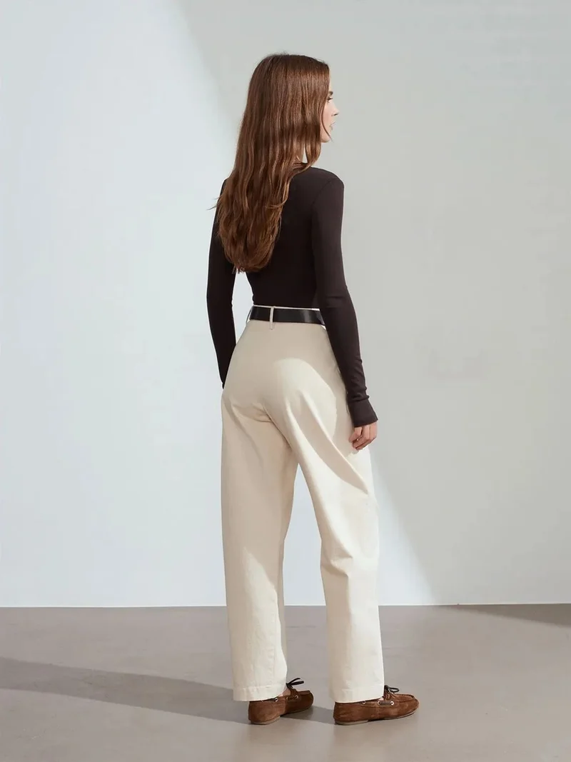 ديلفين Dilvin High-waist Wide-leg Gabardine Trousers
