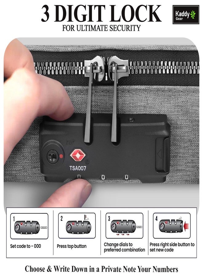 KADDY GEAR صندوق تنظيم الأدوية الآمن من كادي، لتخزين زجاجات الأدوية أو المكملات الغذائية؛ أدوات النظافة الشخصية؛ للسفر أو المنزل، مزود بقفل معتمد من إدارة أمن النقل الأمريكية (رمادي) - Image 4