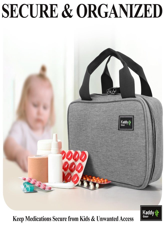 KADDY GEAR صندوق تنظيم الأدوية الآمن من كادي، لتخزين زجاجات الأدوية أو المكملات الغذائية؛ أدوات النظافة الشخصية؛ للسفر أو المنزل، مزود بقفل معتمد من إدارة أمن النقل الأمريكية (رمادي) - Image 5