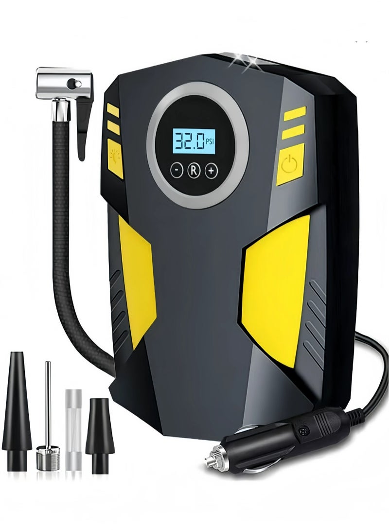 هاداسا ضاغط هواء منفاخ إطارات السيارة الرقمي مع إيقاف تلقائي وضوء LED مضخة هواء محمولة سريعة 12 فولت لفراش هواء الكرة للدراجات النارية للسيارة - Image 1
