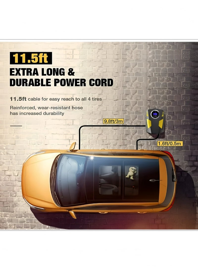 هاداسا ضاغط هواء منفاخ إطارات السيارة الرقمي مع إيقاف تلقائي وضوء LED مضخة هواء محمولة سريعة 12 فولت لفراش هواء الكرة للدراجات النارية للسيارة - Image 3