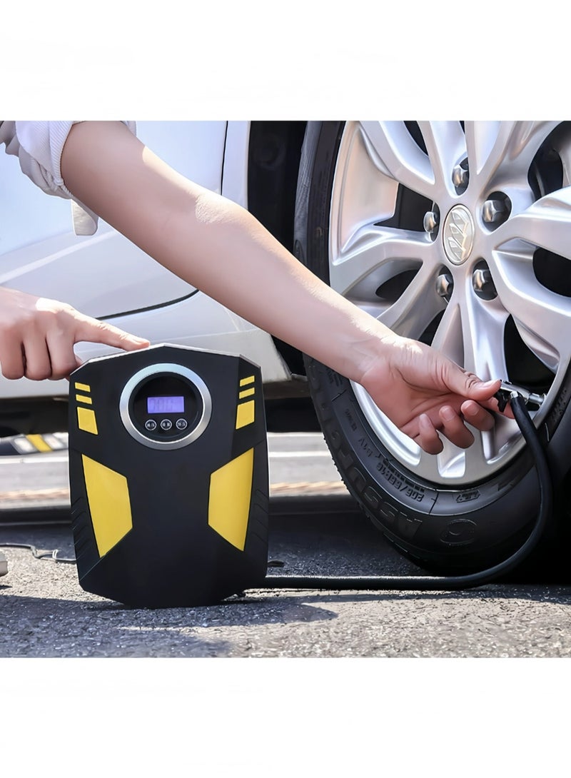 هاداسا ضاغط هواء منفاخ إطارات السيارة الرقمي مع إيقاف تلقائي وضوء LED مضخة هواء محمولة سريعة 12 فولت لفراش هواء الكرة للدراجات النارية للسيارة - Image 2