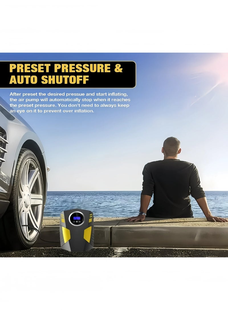 هاداسا ضاغط هواء منفاخ إطارات السيارة الرقمي مع إيقاف تلقائي وضوء LED مضخة هواء محمولة سريعة 12 فولت لفراش هواء الكرة للدراجات النارية للسيارة - Image 5