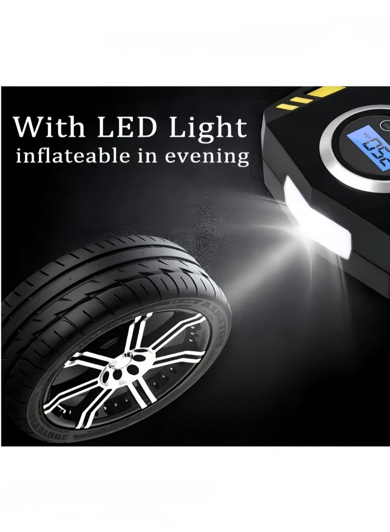 هاداسا ضاغط هواء منفاخ إطارات السيارة الرقمي مع إيقاف تلقائي وضوء LED مضخة هواء محمولة سريعة 12 فولت لفراش هواء الكرة للدراجات النارية للسيارة - Image 4