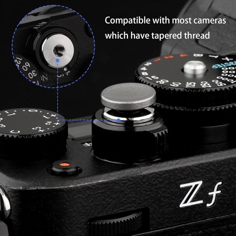 Haoge Metal Shutter Release Button for Canon F-1 Nikon ZF DF M2 F3 Olympus Pen-F PENF Fujifilm X-Pro2 XPro2 X-Pro3 XPro3 X-T30 XT30 X100F X100V XE5 XM5 Concave Surface Gray - Image 4