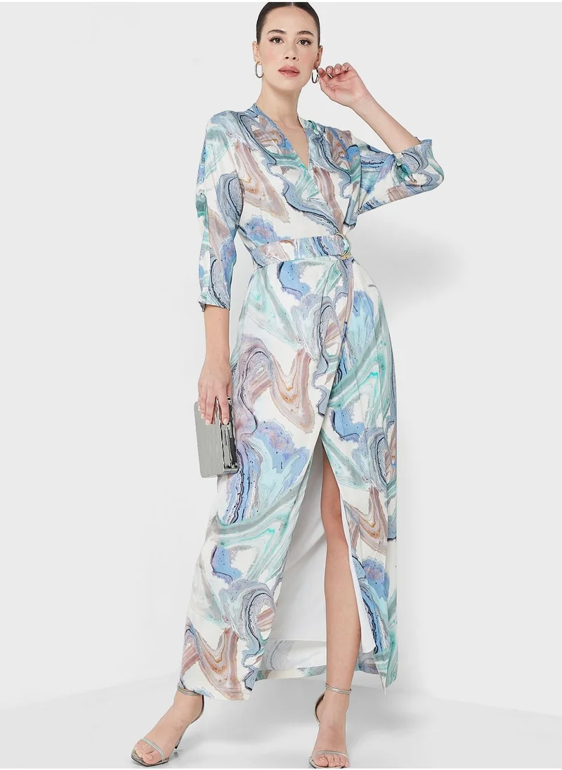 BERTY Floral Belted Wrap Dress