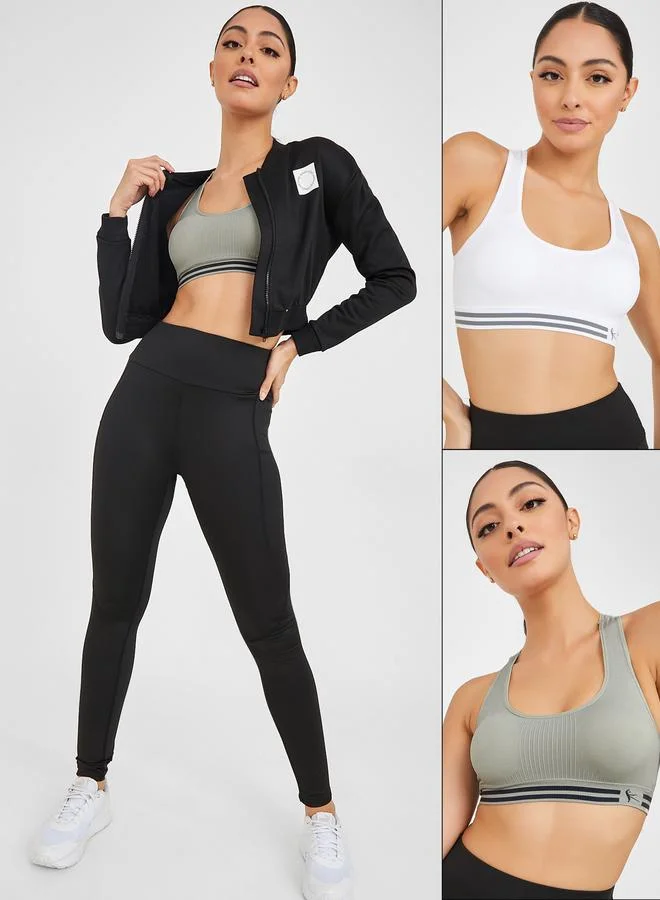 Styli Active Pack of 2 - Double Stripe Underband Sports Bra