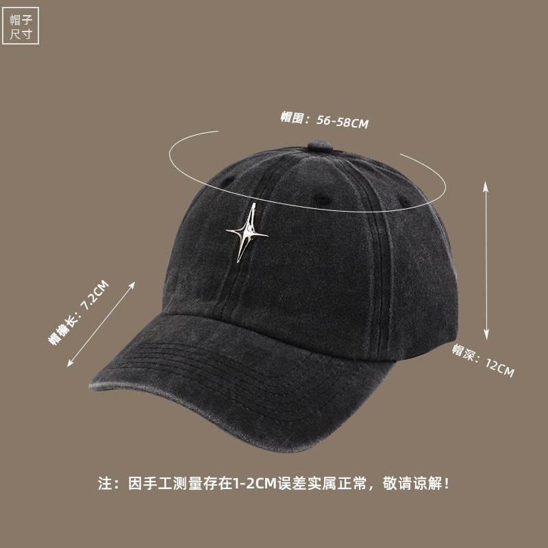 Washed cotton hat women's new fashion five-pointed star peaked cap Korean style versatile wide brim sun-proof breathable baseball cap men - Image 5