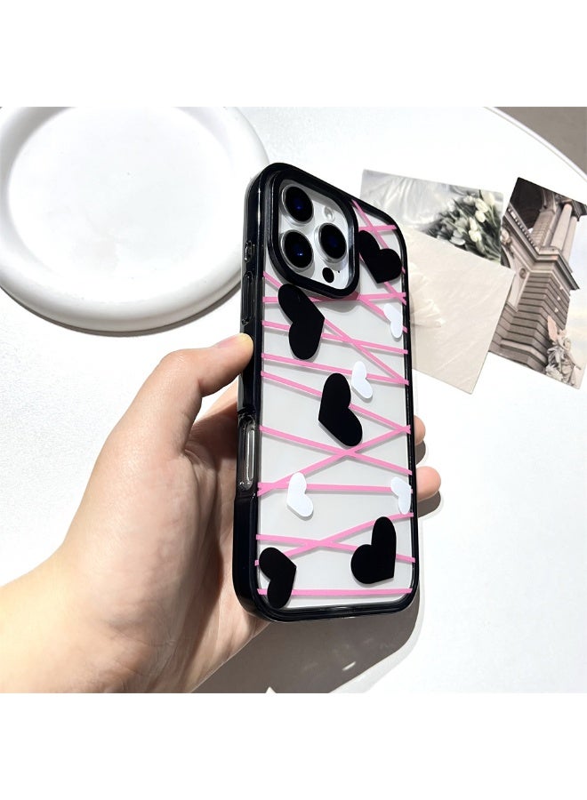 NIBEMINENT Geometric Love Protective TPU Case Cover For iPhone 16 Pro Max Clear - Image 2