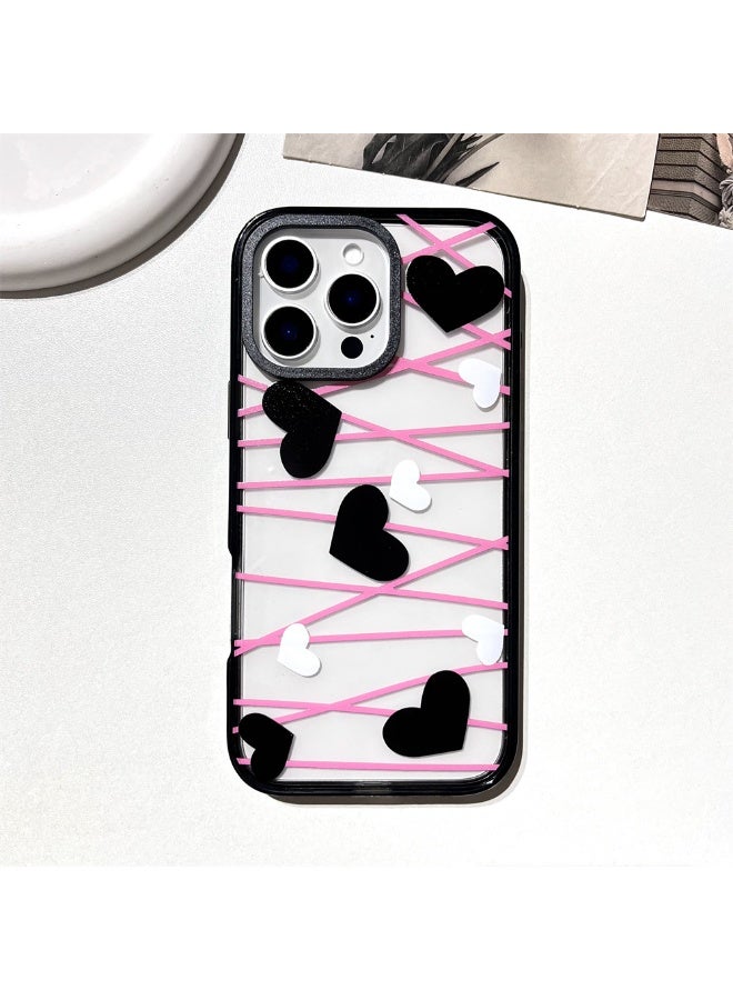 NIBEMINENT Geometric Love Protective TPU Case Cover For iPhone 16 Pro Max Clear - Image 1