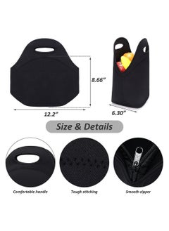 Y&D Carry Lunch Bag, ELECDON Neoprene Bags Thermal Insulated Tote Bag Lightweight, Reusable Washable Picnic for Women, Men, Student Box (Black)  - Image 5