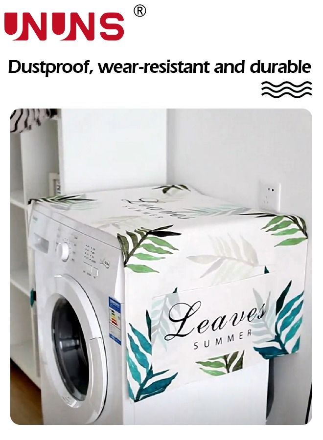 UNUNS غطاء الغسالة، طباعة نباتية تحميل أمامي مقاوم للغبار مع 4 جيوب تخزين، غطاء علوي مقاوم للماء للغسالة، 55 × 140 سم - Image 4