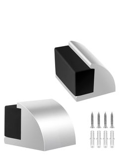 Y&D SYOSI Door Stop Floor Stopper for Skirtings Stainless Steel Modern Chrome Rubber Wall Protector Mounted Doorstop with Screws Protect Walls and Doors 2 Pack  - Image 1