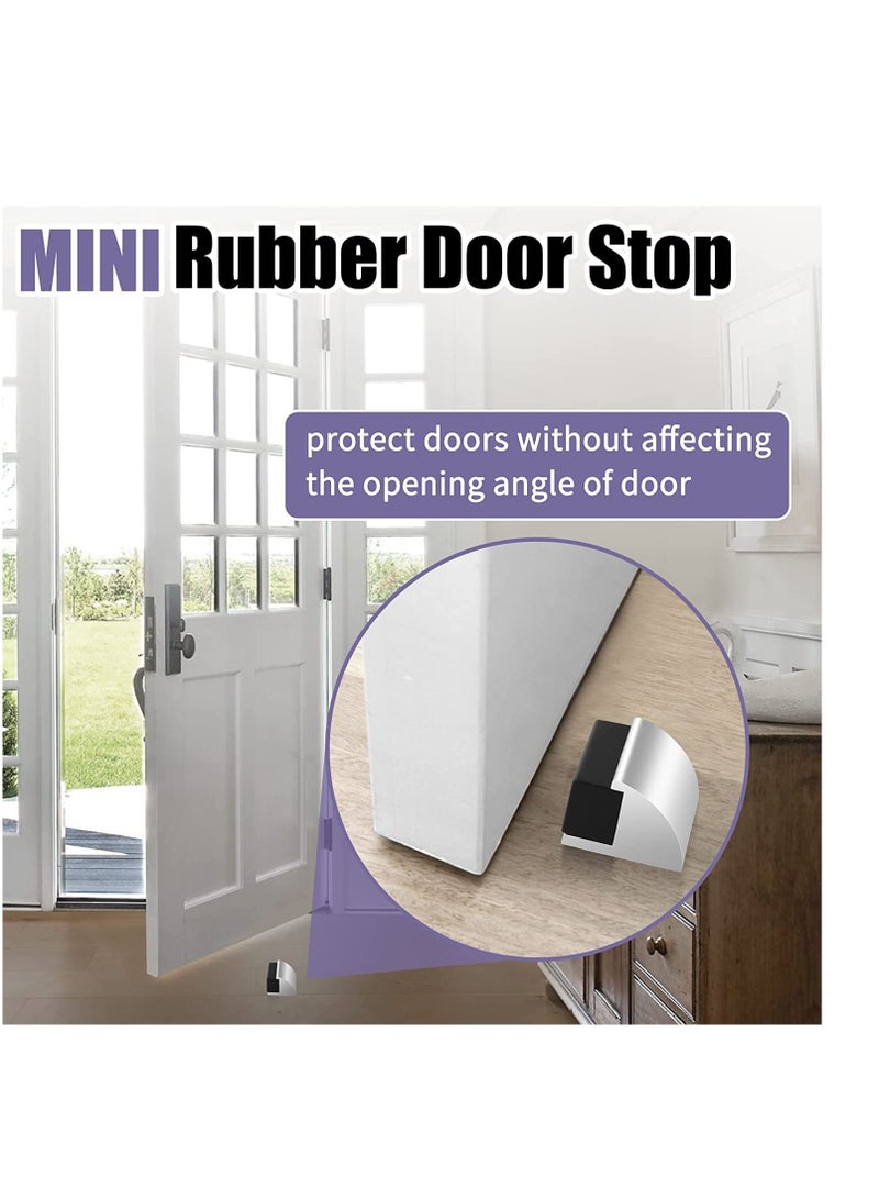 Y&D SYOSI Door Stop Floor Stopper for Skirtings Stainless Steel Modern Chrome Rubber Wall Protector Mounted Doorstop with Screws Protect Walls and Doors 2 Pack  - Image 2
