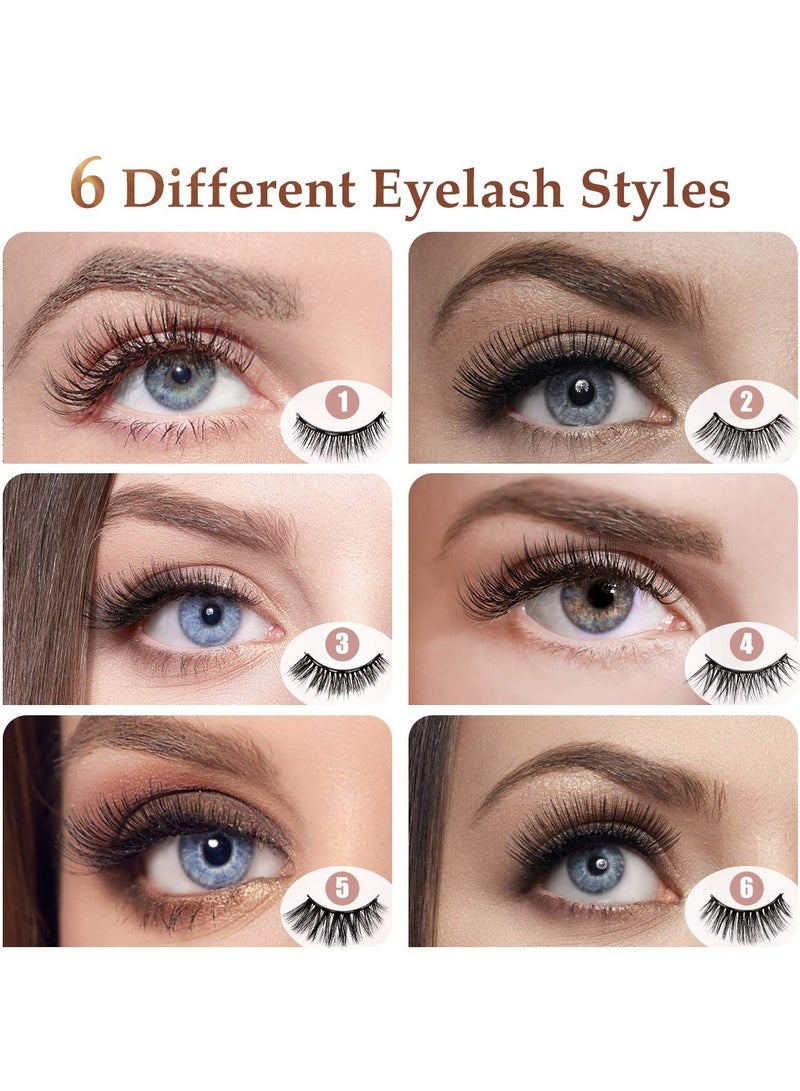 KASTWAVE Magnetic Eyelashes with Eyeliner, 6 Pairs 3D Natural Look Magnetic Lashes and Eyeliner Kit, 2 Tubes Long Lasting Magnetic Eyeliner 10mL, Mirror Box with Professional Tweezers - No Glue Needed - Image 2