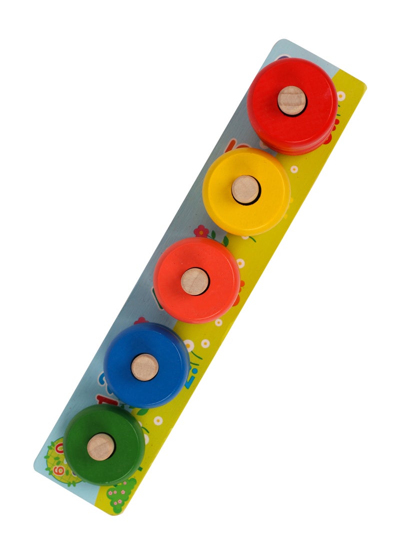 OLYNO - Educational Wooden 5 In 1 Stacking Mountain Toy For Learning Counting Sorting Math For Kids Fine Motor Skill Development - Image 1