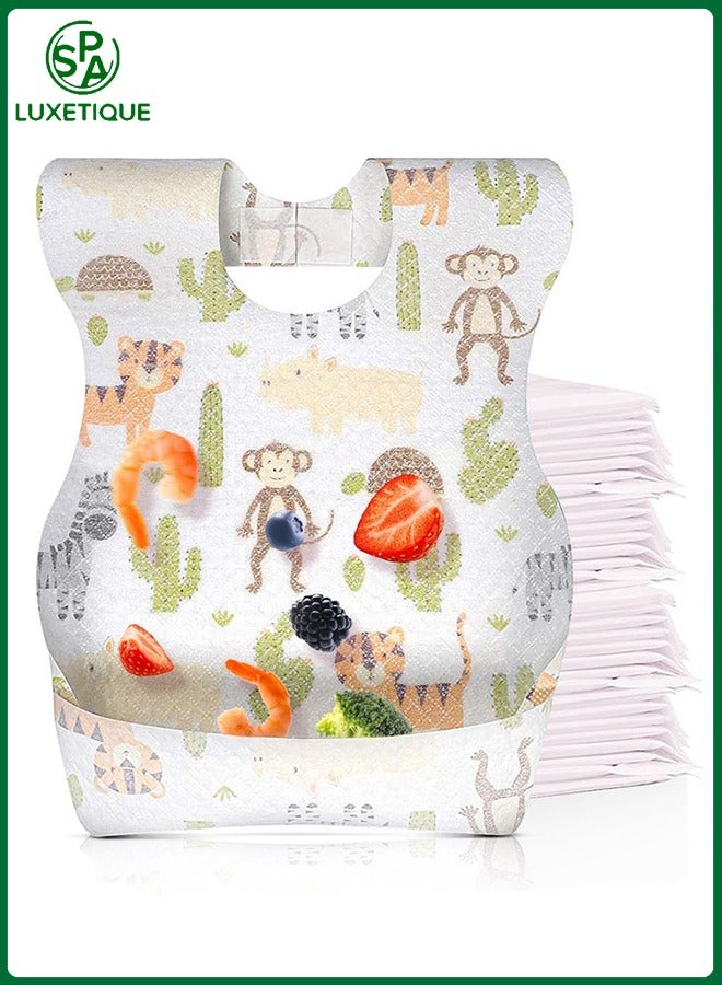 spa luxetique 50-Pcs Disposable Baby Bibs for Feeding, Drooling, Travel, Absorbent, Leakproof, Disposable Baby Bibs, Convenient and Hygienic  - Image 1