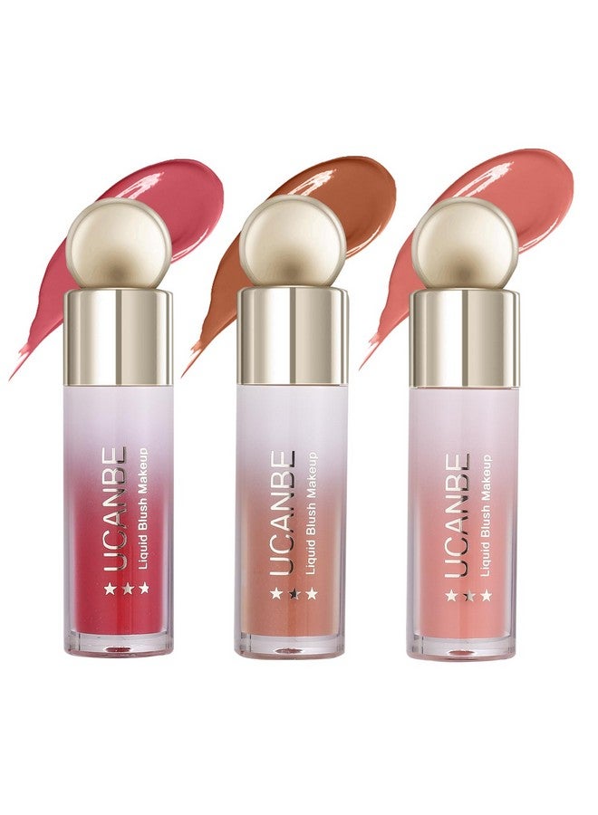 UCANBEMAKEUP Ucanbe 3 Pcs Liquid Blush Makeup Set, Blendable Soft Cream Face Blush For Cheeks, Natural Matte Finish Looking Long-Wearing Smudge-Proof Moisturizing Makeup(01) - Image 1