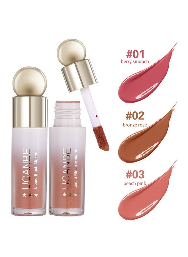 UCANBEMAKEUP Ucanbe 3 Pcs Liquid Blush Makeup Set, Blendable Soft Cream Face Blush For Cheeks, Natural Matte Finish Looking Long-Wearing Smudge-Proof Moisturizing Makeup(01) - Image 2