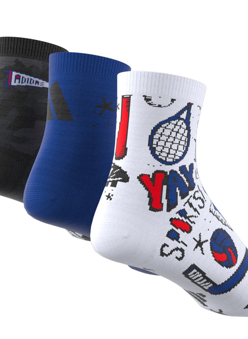 Adidas Kids 3 Pack Logo Socks  - Image 4