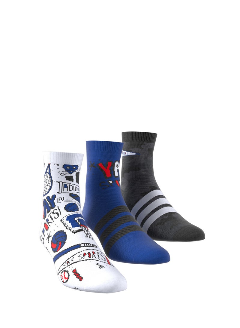 Adidas Kids 3 Pack Logo Socks  - Image 3