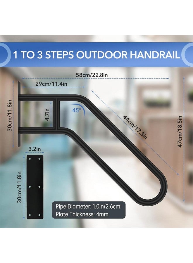 هانيا قضيب إمساك HANNEA® للسلالم والشرفات، قضيب أمان خارجي للحمام، درابزين حائطي لكبار السن، درابزين سلم معدني مقاس 22.8 بوصة، درابزين للسلالم والشرفات والحمامات - Image 2