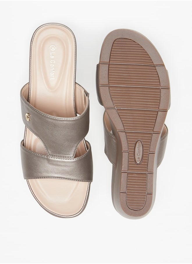 Le Confort - Women's Solid Slip-On Sandals with Wedge Heels - Image 1